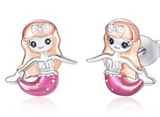 Palpitate Sterling Silver Mermaid Stud Earrings Mermaid Jewelry Gifts for Women