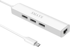 Wired Ethernet Adapter for Fire Stick Basic/2nd/4k/Lite/Cube, Google White