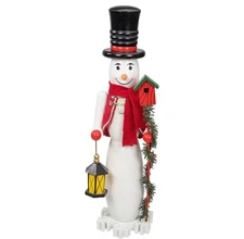 Northlight 18" White & Red Snowman Nutcracker