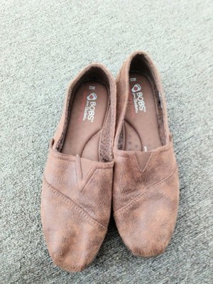 BOBS from Skechers Women s Brown Slip-On Flats Memory Foam Round Toe EU 41