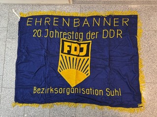 DDR Fahne DSF FDJ Ehrenbanner 20.jahrestag DDR Bezirksorganisation Suhl