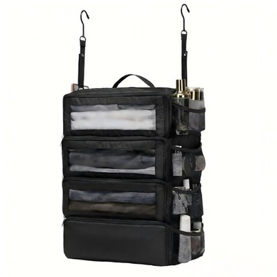 Back to Hanging Suitcase Organizer Black 4 Layer Dorm Room Clothes Storage Ba...