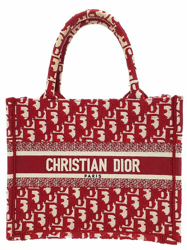 Christian Dior Oblique Book Tote Small Canvas Red Tote Bag with Papers #TB2583