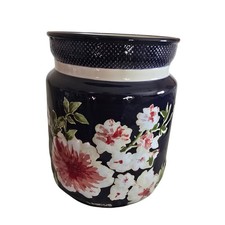 Croscill Nara Blue Floral Ceramic Waste Trash Can NEW
