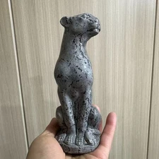 1pc natural unknown quartz crystal carved peony leopard Reiki energy gift