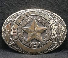 XB13108 VINTAGE 1970s THE STATE OF TEXAS COMMEMORATIVE MENS BRASS BELT BUCKLE