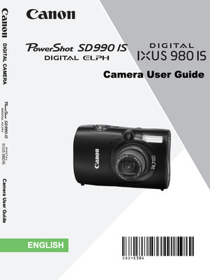 Canon SD990 990 IS IXUS 980  Digital Camera User Owner Instruction Manual