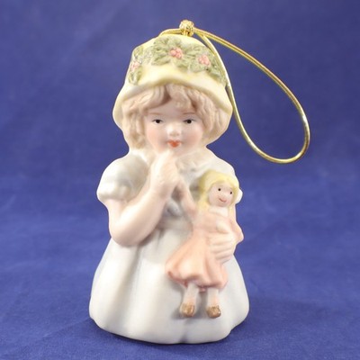 Jim Hagara Girl Figurine Hanging Bell Ornament Legs as Clanger Vintage