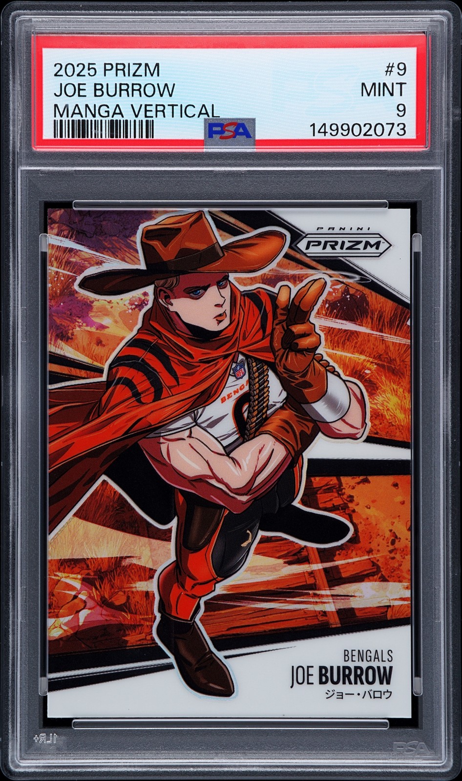 Joe Burrow 2025 Panini Prizm Manga Vertical #9 PSA 9