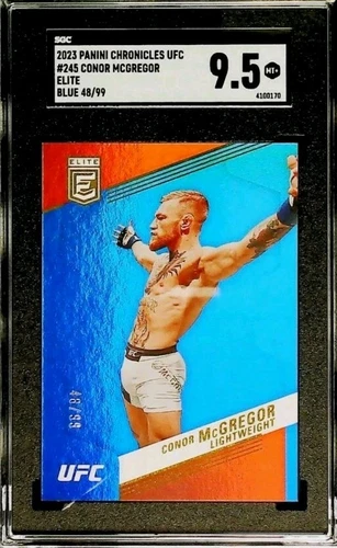 Conor McGregor 2023 Panini UFC Chronicles /99 Elite Holo Blue SP Graded SGC 9.5