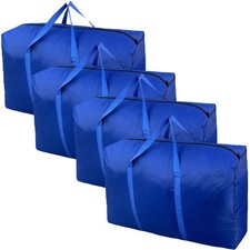 100L Extra Large Storage Bags Big Moving Strong Zippers Blue 4 Pack Totes
