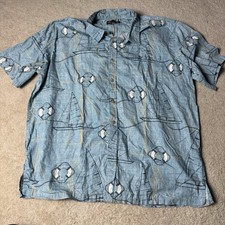 Cooke Street Mens Hawaiian Button Up Shirt 2XL Blue