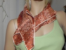 2 Vintage Scarves Bold colors very nice shape 1 Brown Squares ..White w/flowers