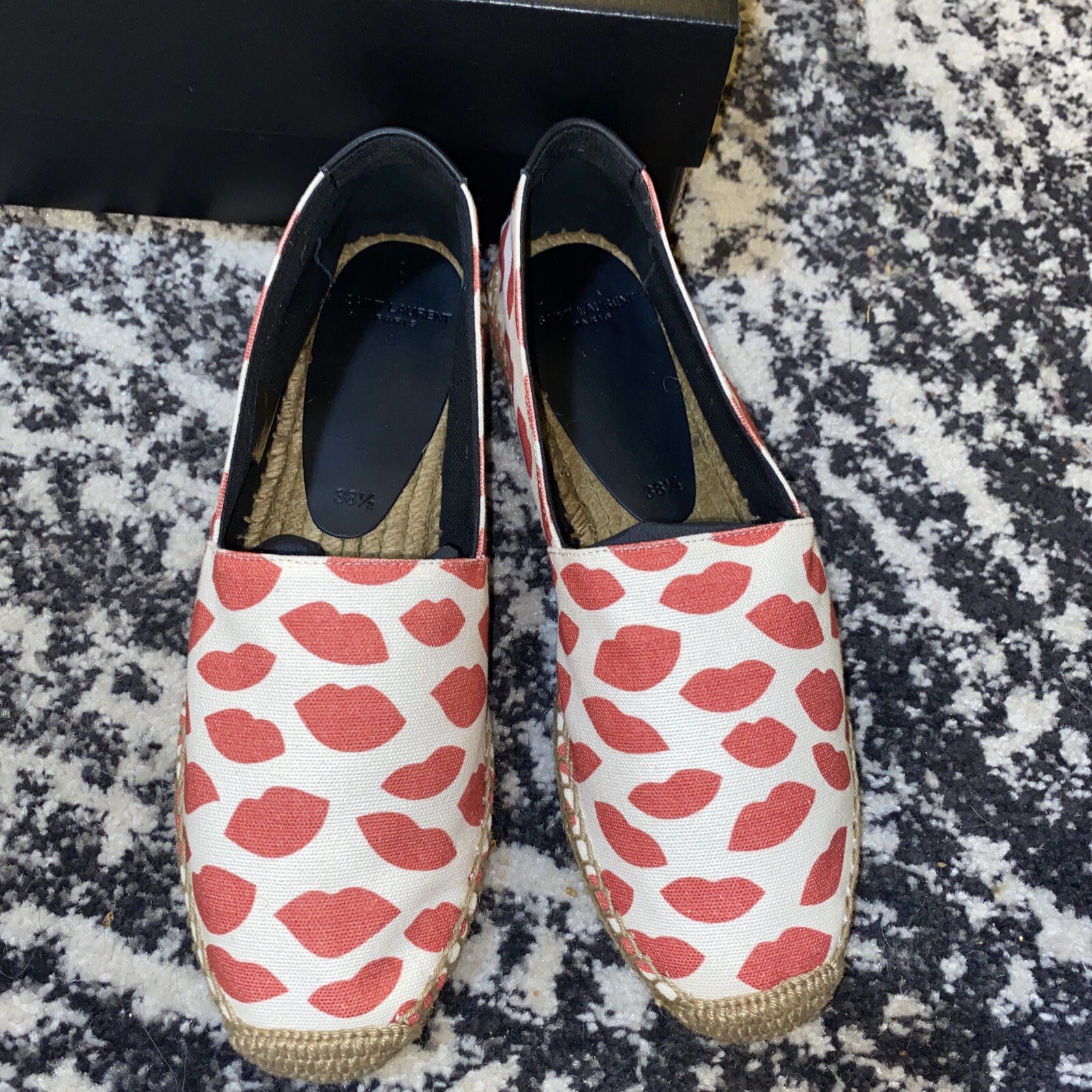 Scarpe Espadrillas stampa a labbra Saint Laurent in tela taglia 38 5
