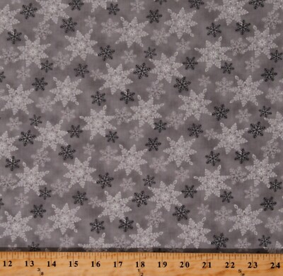 Cotton Christmas Holiday Winter Snowflakes Snow  Fabric Print by Yard D504.69