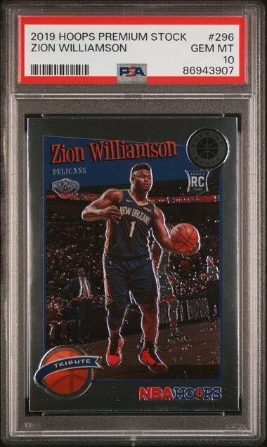 2019 Hoops Premium Stock Zion Williamson ROOKIE CARD PSA 10 GEM #296 Pelicans