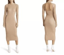 Vero Moda Women’s Open Back Ribbed Midi Sweater Dress Tan Size XS NWOT
