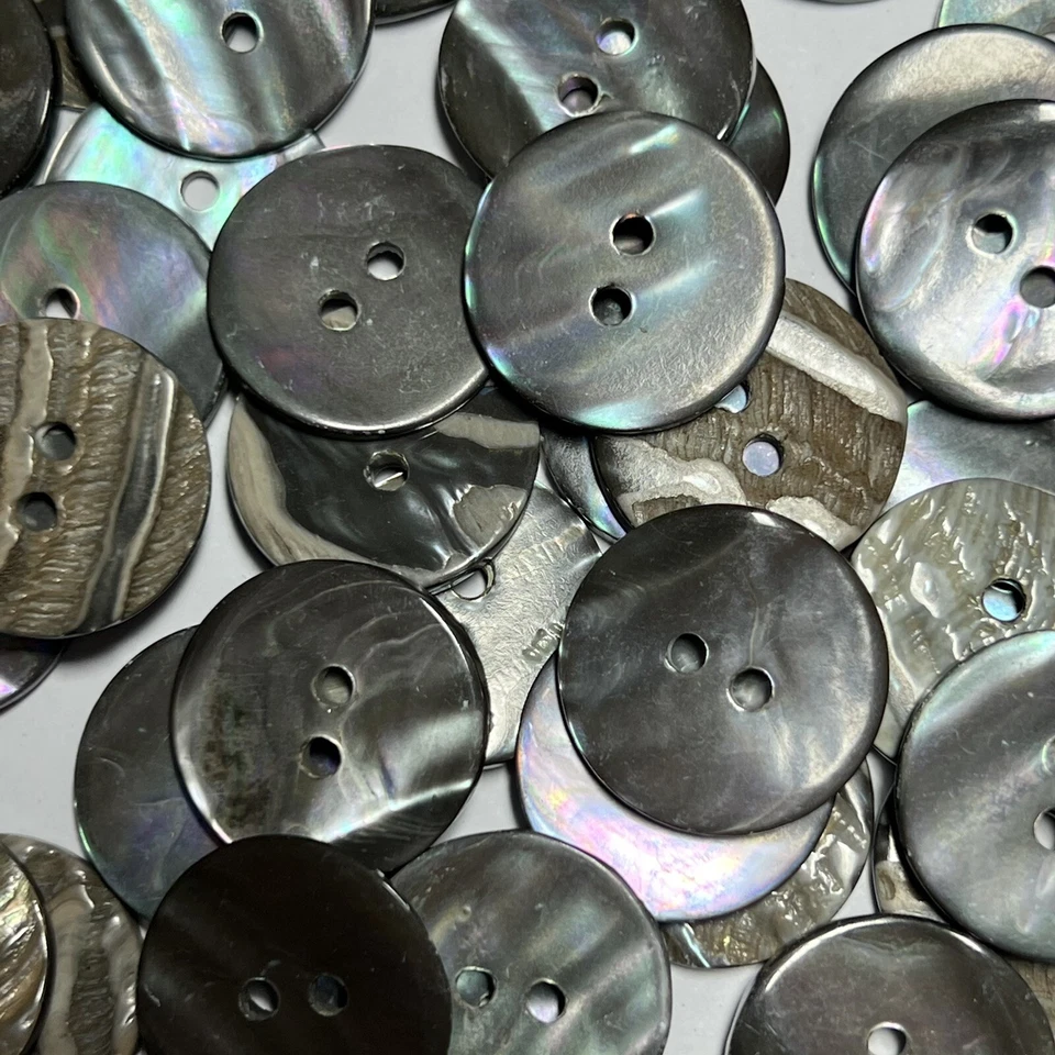 REAL Abalone Shell Smoke/Gray Sustainable Button 15mm 18mm 20mm 2hole - Image 3 of 4