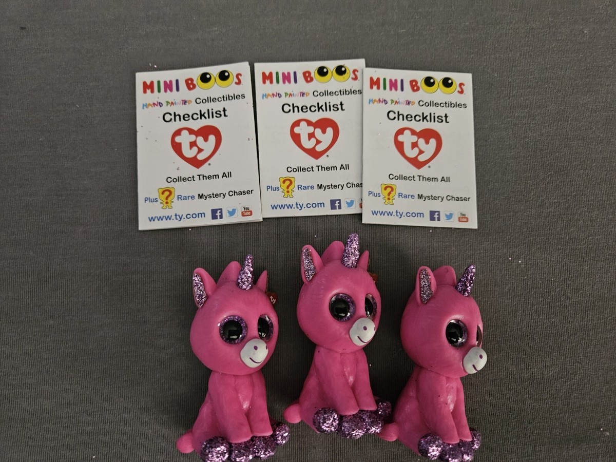 Lot of 3 TY Beanie Boos Mini Boo BUBBLEGUM Unicorn Series 3