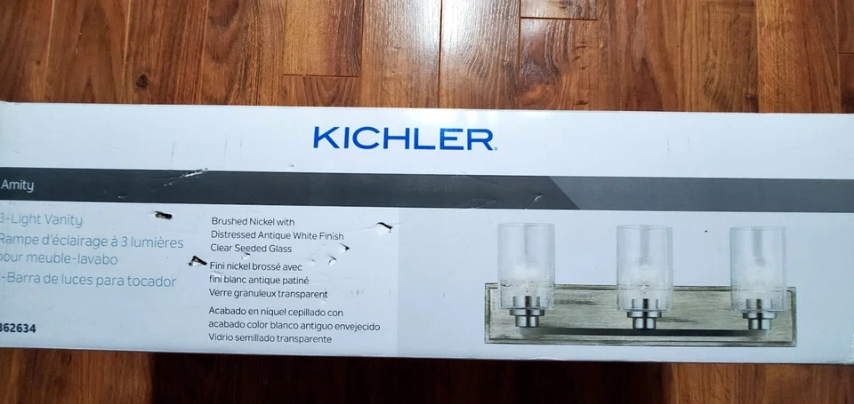 *NUEVO* Barra de tocador de tres luces Kichler Amity 23" #1362634 Foto 4 de 4