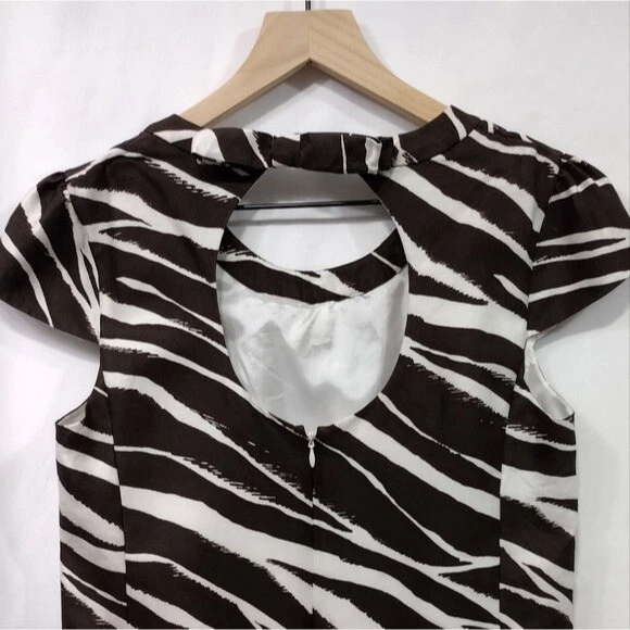 Abito Kate Spade Dorothy Zebra stampa seta cambio donna 4 bianco marrone festa evento
