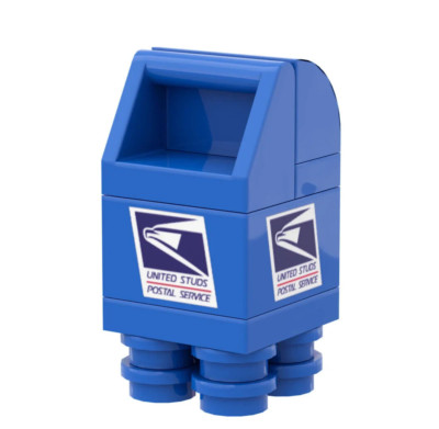 NEW - Post Office Mail Drop Box 2x2x4 - Custom Printed - City Brick Building Set