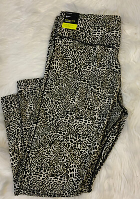 nike training cropped one tight in leopard print