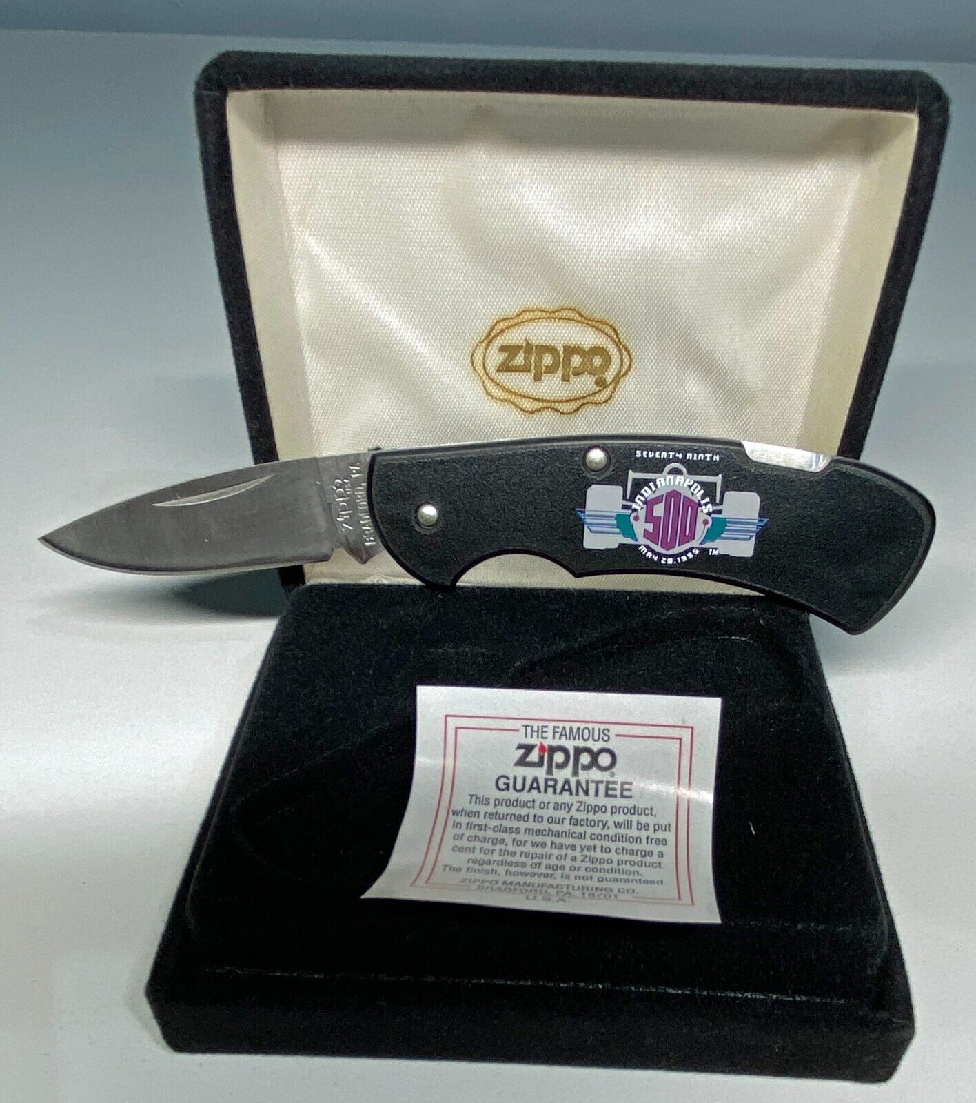 Zippo Lock Blade Folding Knife Indy 500 Vintage 1995