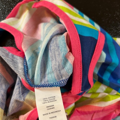 Children's Place Striped Romper Jumpsuit Pink Blue Green Size Small (5/6) NWT - Picture 6 of 12