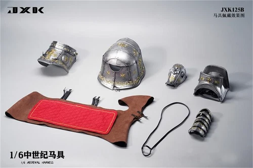 JXK125 1:6 Retro Medievale Cavallo Imbracatura per 1/6 Resina Cavallo Statua Modellino - Foto 9 di 12