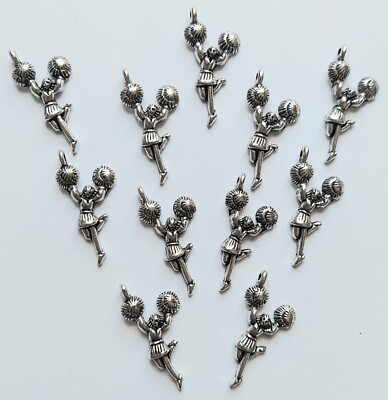 Jewelry Making Silver Alloy Metal Findings Charms Cheerleader Pendants 11pcs