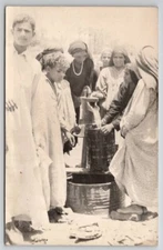 RPPC Arabic Women Boys Buckets Of Water Real Photo Postcard Q29