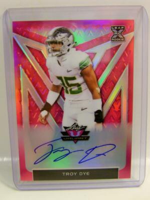 TROY DYE RC ROOKIE /15 ON CARD AUTO PINK LEAF VALIANT 2020
