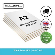 White Faced MDF Sheet Board Furniture Panel Cupboard Craft A2 A3 A4 A5 Sheets