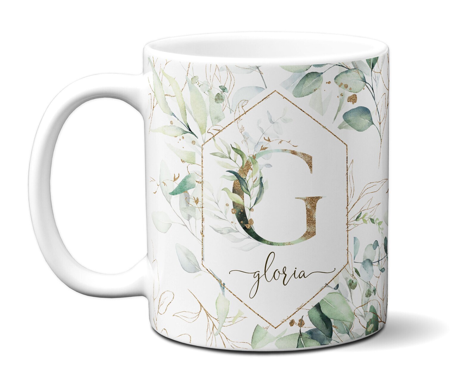 Letter Mug With Floral Initial Alphabet Customize Flowers Monogram & Name Co