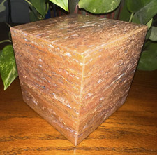 Natural Dark Travertine marble cube pet urn memorial dog cremains handmade cat