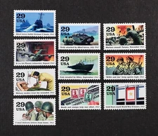 US 1993 COMPLETE set of 10 Singles, World War II #2765a-j Mint NH