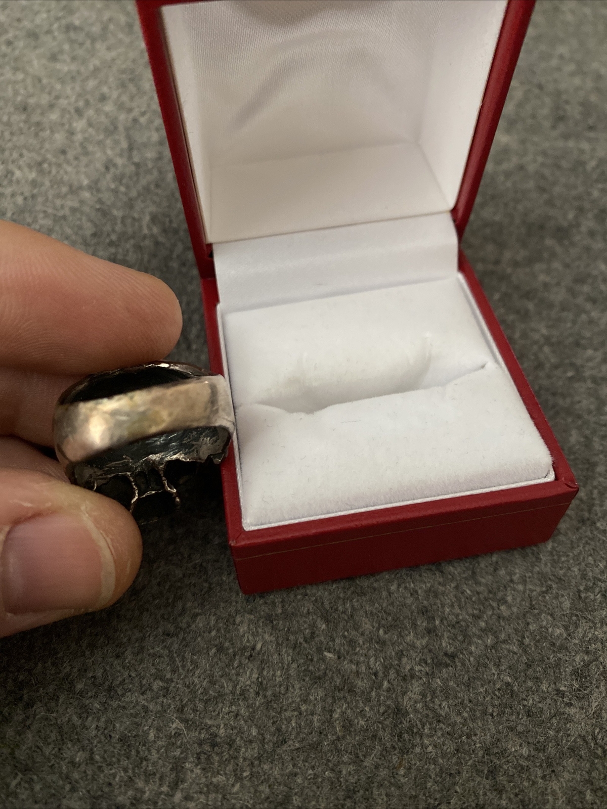 solid heavy sterling silver Skull Ring,anatomical… - image 6