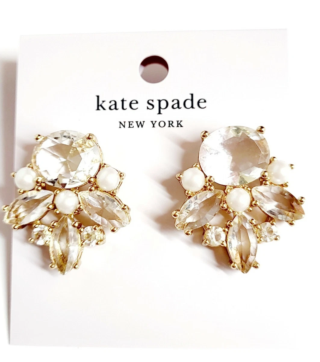 Kate Spade Chantilly Gems Stud Earrings Cream Multi Gold Plated o0ru1980  NWT | eBay