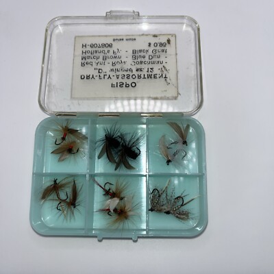 Fishing Flies Dry-Fly Size 12 ''D'' Winged Kit Fispo H-607806 in Case NEW Unused