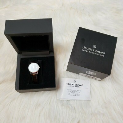 NWT Claude Bernard Swiss Quartz Women's Dress Watch Sapphire Crystal. Black Band