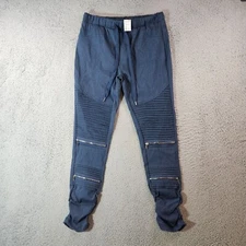 NWT - Shinestar Jogger Pants Women Large Navy Blue Zipper Detailed - NEW