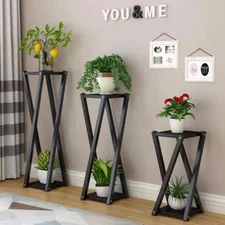 X-Shape Metal Flower Rack 2 Tier Plant Stand Display Shelf for Indoor Outdoor