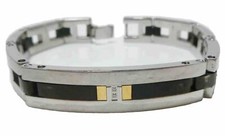 STAINLESS STEEL TITANIUM 18K GOLD DIAMOND MENS DESIGNER MJYX CHAIN BRACELET 8.5"