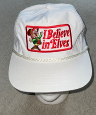 I Believe In Elves Cap SnapBack White Hat Keebler Elves Advertising Patch OSFA