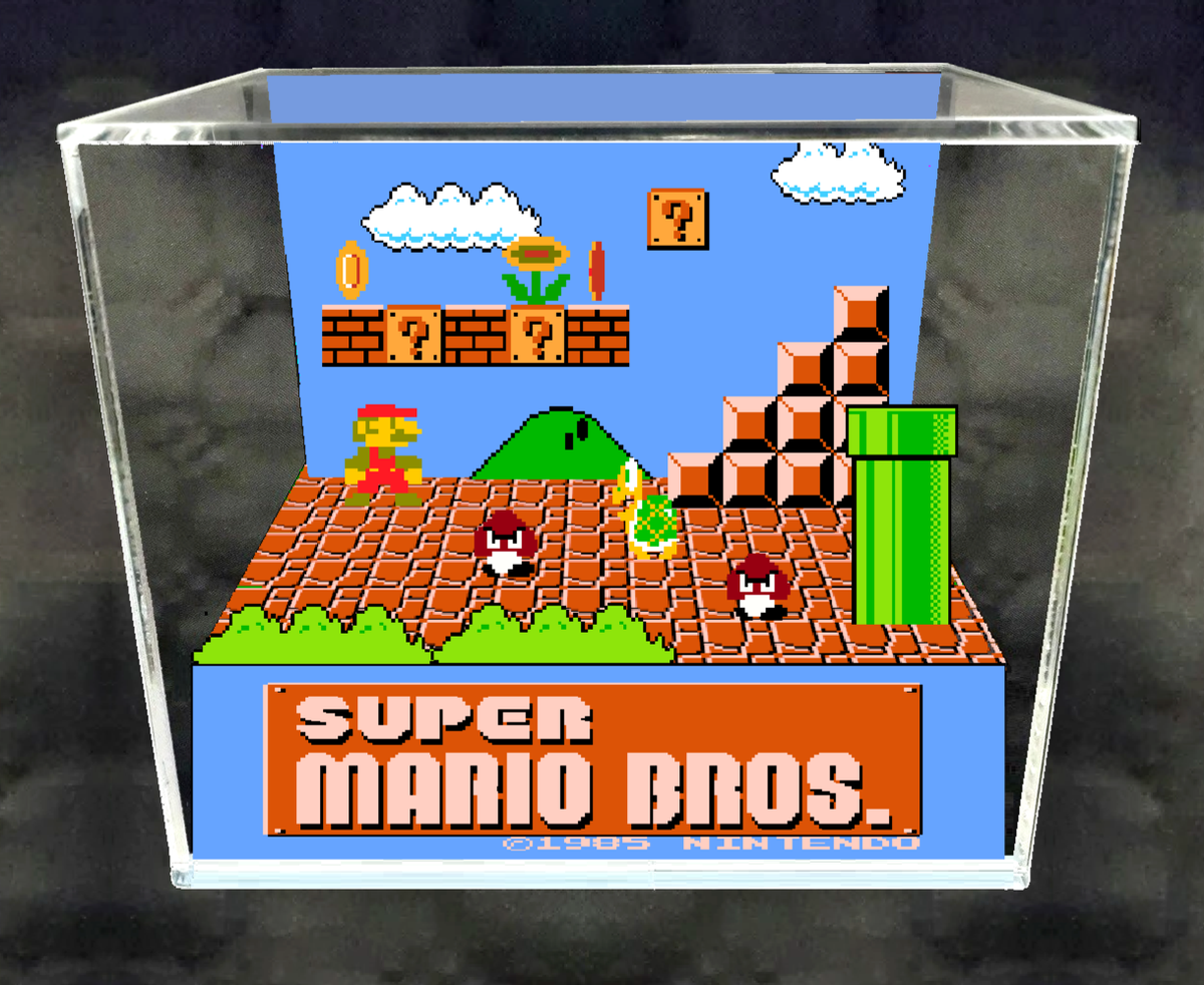 Super Mario Bros - 3D Cube Handmade Diorama - Video Games