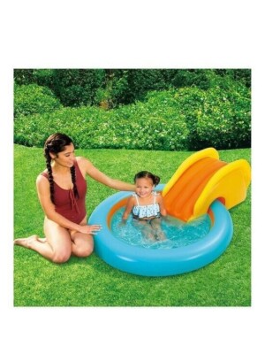 Brandneu Sommerwellen Planschbecken mit Rutsche für Kinder Wasserspielen