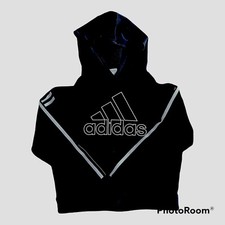 Adidas Sudadera Niños Grande 14 Negro/Blanco Sudadera con Capucha 3 Rayas Juvenil Atlética-Nueva