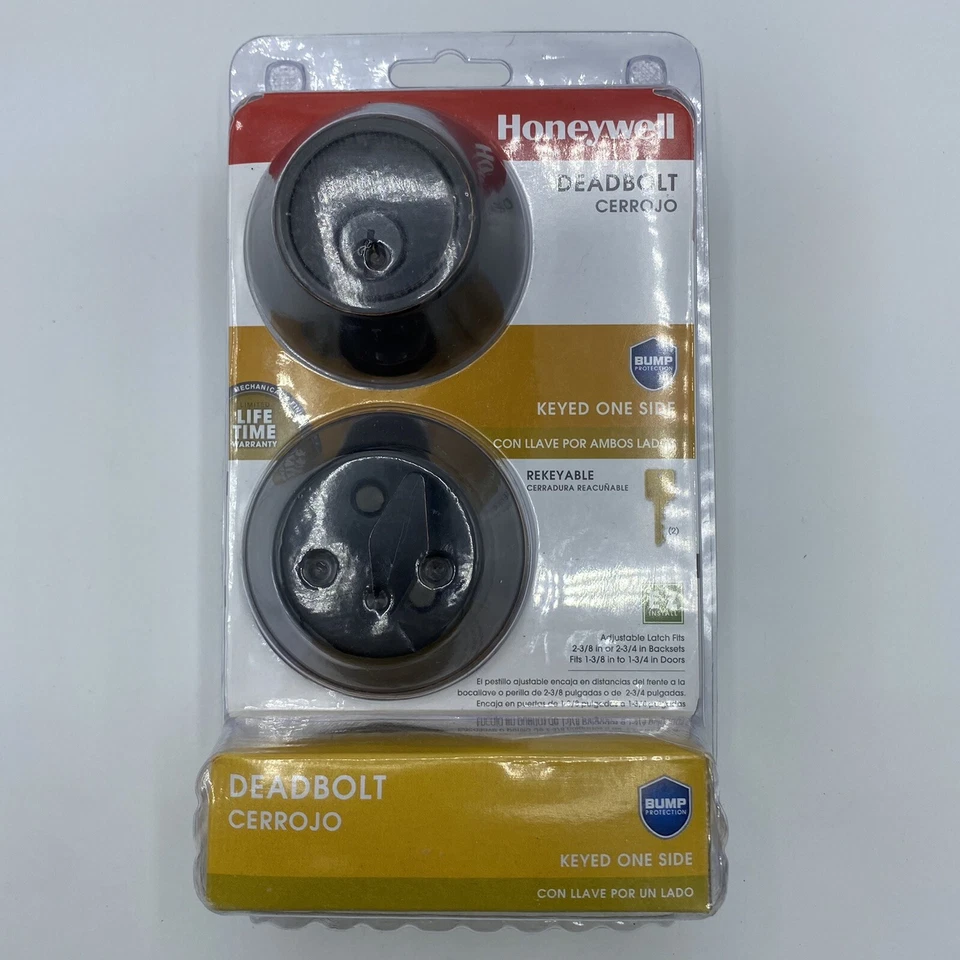 Honeywell Deadbolt llave un lado aceite frotado bronce Foto 2 de 4
