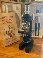 Ancien microscope pour enfant, coffret en bois, A.Vergne, modèle Admiral, 1970